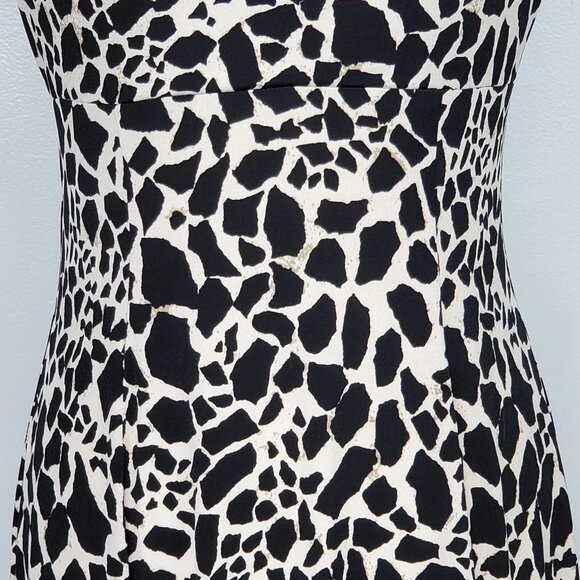 Kasper Black Tan Animal Print Drape Neck Stretchy Sleeveless Classic Dress Sz 4 - Picture 9 of 14